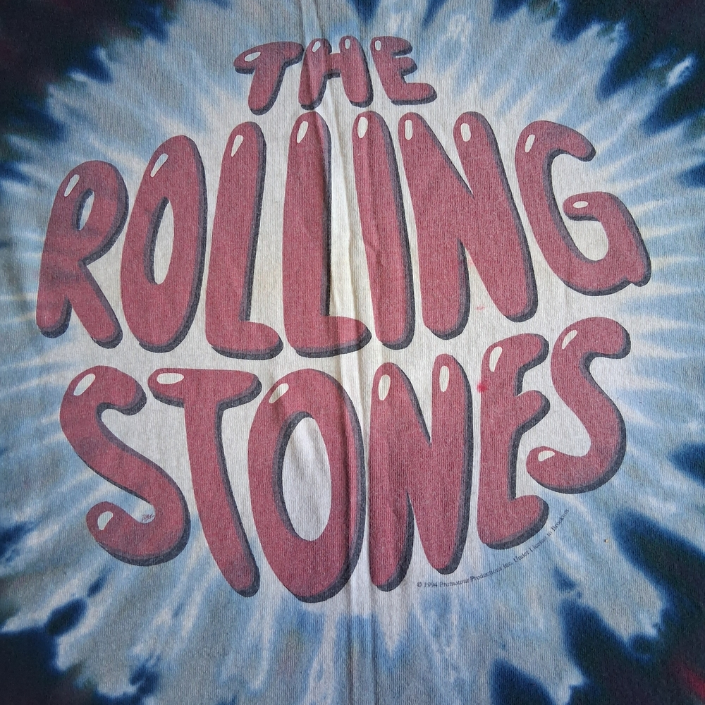 Fruit of the Loom Red and Blue Tie-Dye Mens Vintage Rollins Stone T-Shirt - Picture 7 of 8
